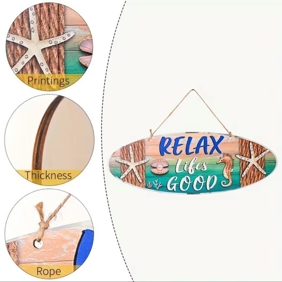****Donated****Relax Life’s Good Beach Theme rustic hanging sign - Picture 2 of 3